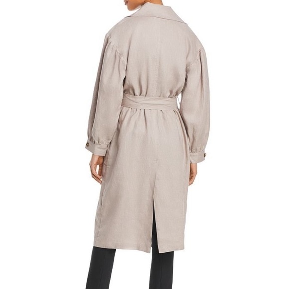Avec Les Filles 100% Linen Belted Trench Coat Taupe Small NWOT - Picture 2 of 13